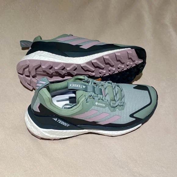 adidas gazelle silver green womens Terrex Free Hiker 2.0 Gore-Tex Hiking Shoe Women's Green/Linen Green/Grey Six / 7.5